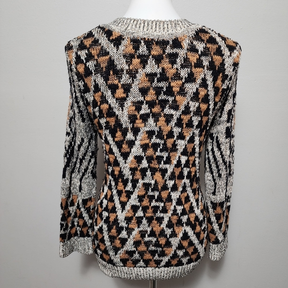 H & M Cognac marled aztec sweater size xs - Picture 4 of 6